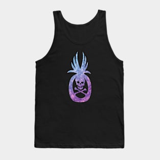 Tropical Pirate Pineapple Halloween Skull and Crossbones Blue Pink Tank Top